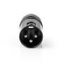 Nedis XLR Adapter / XLR 3-Pin Stecker / Cinch Buchse / Vernickelt / Gerade / Metall / Schwarz / 1 Stück / Plastikbeutel