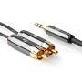Nedis Stereo-Audiokabel / 3.5 mm Stecker / 2x RCA Stecker / Vergoldet / 2.00 m / Rund / Grau / Gun Metal Grau / Verpackung mit Sichtfenster