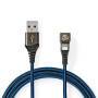 Nedis USB-Kabel / USB 2.0 / Apple Lightning 8-Pin / USB-A Stecker / 12 W / 480 Mbps / Vernickelt / 1.00 m / Rund / Geflochten / Nylon / Blau / Schwarz / Verpackung mit Sichtfenster