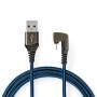 Nedis USB-Kabel / USB 2.0 / Apple Lightning 8-Pin / USB-A Stecker / 12 W / 480 Mbps / Vernickelt / 1.00 m / Rund / Geflochten / Nylon / Blau / Schwarz / Verpackung mit Sichtfenster