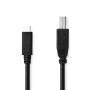 Nedis USB-Kabel| USB 2.0| USB-C Stecker| USB-B| 480 Mbps| Vernickelt| 2.0 m