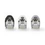 Nedis RJ45-Stecker / RJ45 Pass Through / Festes/verseiltes FTP CAT7 / Gerade / Vergoldet / 10 Stück / Polycarbonate / Grau / Schwarz / Weiss / Box