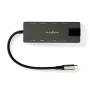 Nedis USB Multi-Port-Adapter / 10-in-1 / USB 3.2 Gen 1 / USB-C™ Stecker / HDMI™ Ausgang / RJ45 Buchse / SD / 2x USB-C™ / 3.5 mm Buchse / 3x USB-A Buchse / 5 Gbps / 0.20 m / Rund / Vergoldet / PVC / Anthrazit / Box