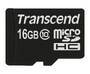 Transcend microSDXC/SDHC Class 10 16GB with Adapter - 16 GB - MicroSDHC - Class 10 - NAND - 90 MB/s - Black