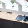 Brennenstuhl Estilo Eck-Steckdosenleiste 4-fach mit hochwertiger Edelstahloberfläche für Küche und Büro - Schwarz TYPE F