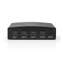 Nedis Digital-Audio-Switch / 4-Wege / Anschlüsse – Eingang: DC Power / 4x TosLink / Anschlüsse – Ausgang: TosLink Buchse / Druckknopf / Fernbedienung / Handbuch / Metall / Schwarz