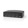 Nedis Digital-Audio-Switch / 4-Wege / Anschlüsse – Eingang: DC Power / 4x TosLink / Anschlüsse – Ausgang: TosLink Buchse / Druckknopf / Fernbedienung / Handbuch / Metall / Schwarz