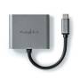 Nedis USB Multi-Port-Adapter / 2-in-1 / USB 3.2 Gen 1 / USB-C™ Stecker / 2x HDMI™ / 0.10 m / Rund / Vernickelt / PVC / Schwarz / Umschlag