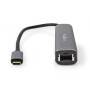 Nedis USB Multi-Port-Adapter / 4-in-1 / USB 3.2 Gen 1 / USB-C™ Stecker / HDMI™ Ausgang / RJ45 Buchse / USB-A Buchse / USB-C™ Buchse / 5 Gbps / 0.20 m / Rund / Vergoldet / PVC / Anthrazit / Box