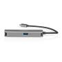 Nedis USB Multi-Port-Adapter / 4-in-1 / USB 3.2 Gen 1 / USB-C™ Stecker / HDMI™ Ausgang / RJ45 Buchse / USB-A Buchse / USB-C™ Buchse / 5 Gbps / 0.20 m / Rund / Vergoldet / PVC / Anthrazit / Box