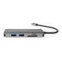 Nedis USB Multi-Port-Adapter / 7-in-1 / USB 3.2 Gen 1 / USB-C™ Stecker / HDMI™ Ausgang / Micro SD / RJ45 Buchse / SD / USB-C™ Buchse / 3x USB-A Buchse / 5 Gbps / 0.20 m / Rund / Vergoldet / PVC / Anthrazit / Box