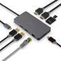 Nedis USB Multi-Port-Adapter / 7-in-1 / USB 3.2 Gen 1 / USB-C™ Stecker / Micro SD / RJ45 Buchse / SD / USB-C™ Buchse / 2x HDMI™ / 2x USB-A Buchse / 5 Gbps / 0.20 m / Rund / Vergoldet / PVC / Anthrazit / Box