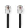 Nedis Telefonkabel / RJ11 Stecker / RJ11 Stecker / 2.00 m / Kabeldesign: Flach / Vergoldet / Kabeltyp: RJ11 / Schwarz / Label