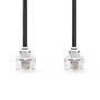 Nedis Telefonkabel / RJ11 Stecker / RJ11 Stecker / 2.00 m / Kabeldesign: Flach / Vergoldet / Kabeltyp: RJ11 / Schwarz / Label