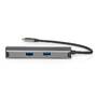 Nedis USB Multi-Port-Adapter / 5-in-1 / USB 3.2 Gen 1 / USB-C™ Stecker / HDMI™ Ausgang / RJ45 Buchse / 3x USB-A Buchse / 5 Gbps / 0.20 m / Rund / Vergoldet / PVC / Anthrazit / Box