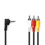 Nedis Audio-Video-Kabel / 3.5 mm Stecker / 3x Cinch-Stecker / Vernickelt / 1.00 m / Rund / PVC / Schwarz
