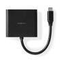Nedis USB Multi-Port-Adapter / 3 in 1 / USB 3.2 Gen 1 / USB-C™ Stecker / HDMI™ Ausgang / USB-A Buchse / USB-C™ Buchse / 5 Gbps / 0.10 m / Rund / Vernickelt / PVC / Schwarz / Box