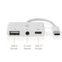 Nedis USB Multi-Port-Adapter / 3 in 1 / USB 2.0 / USB-C™ Stecker / USB-A Buchse / USB-C™ Buchse / 3.5 mm Buchse / 480 Mbps / 0.10 m / Rund / Vernickelt / PVC / Weiss / Box