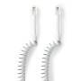 Nedis Telefonkabel / RJ10 Stecker / RJ10 Stecker / 2.00 m / Kabeldesign: Aufgerollt / Kabeltyp: RJ10 / Weiss / Box