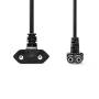 Nedis Stromkabel / Euro Männlich / IEC-320-C1 / Abgewinkelt / 90° abgewinkelt / Vernickelt / 2.00 m / Flach / PVC / Schwarz / Label
