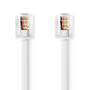 Nedis Telefonkabel / RJ11 Stecker / RJ11 Stecker / 2.00 m / Kabeldesign: Flach / Vergoldet / Kabeltyp: RJ11 / Weiss / Label