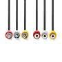Nedis Composite-Videokabel / 3x Cinch-Stecker / 3x Cinch Buchse / Vernickelt / 480p / 2.00 m / Rund / PVC / Schwarz / Label