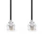Nedis Telefonkabel / RJ11 Stecker / RJ11 Stecker / 5.00 m / Kabeldesign: Flach / Vergoldet / Kabeltyp: RJ11 / Schwarz / Label