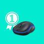 Logitech Wireless Mouse M185 - Ambidextrous - Optical - RF Wireless - 1000 DPI - Black - Blue