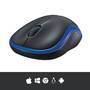 Logitech Wireless Mouse M185 - Ambidextrous - Optical - RF Wireless - 1000 DPI - Black - Blue