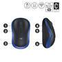 Logitech Wireless Mouse M185 - Ambidextrous - Optical - RF Wireless - 1000 DPI - Black - Blue
