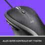Logitech Advanced Corded Mouse M500s - Right-hand - Optical - USB Type-A - 4000 DPI - Black
