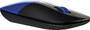 HP Z3700 Blue Wireless Mouse - Ambidextrous - Optical - RF Wireless - 1200 DPI - Black - Blue