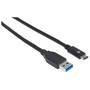 MANHATTAN USB-C 3.1 Gen2 Kabel 1m Typ C-Stecker / Typ A-Stecker 3 Ampere schwarz (353373)