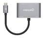 MANHATTAN USB-C 4-in-1 Konverter mit Power Delivery USB 3.2 Typ-C-Stecker auf HDMI 4K30Hz VGA 1080p6