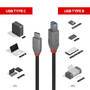 LINDY 0,5m USB 3.2 Typ C an B Kabel Anthra Line (36665)