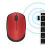 Logitech M171 Wireless Mouse - Ambidextrous - Optical - RF Wireless - 1000 DPI - Red