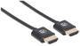 Manhattan HDMI Cable with Ethernet (Ultra Thin) - 4K@60Hz (Premium High Speed) - 1.8m - Male to Male - Black - Ultra HD 4k x 2k - Fully Shielded - Gold Plated Contacts - Lifetime Warranty - Polybag - 1.8 m - HDMI Type A (Standard) - HDMI Type A (Standard)