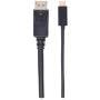 Manhattan USB-C to DisplayPort Cable - 4K - 2m - Male to Male - 3840x2160@60Hz; 4K Ultra HD Video Aspect Ratio 21:9 - Black - Polybag - 2 m - USB Type-C - DisplayPort - Male - Male - Straight