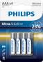 1x4 Philips Ultra Alkaline AAA Batterie Batterien