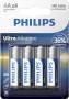 1x4 Philips Ultra Alkaline AA Batterie Batterien