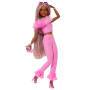 Mattel Barbie Deluxe Style-Puppe Nr. 4 mit weichem rosafarbenem Jumpsuit und rosa und braunen gefloc