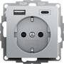Gira SCHUKO-STECKS. 2F USB-A/C ALU (245926 USB-A + USB-C)