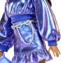 Mattel Barbie Deluxe Style-Modepuppe #7 in blauem Metallic-Top und Rock mit Accessoires, brünett