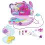 Mattel Polly Pocket 2-in-1-Bunny Fun Schatulle, tragbares Taschen-Spielset mit 2 Puppen und 12 Zubeh