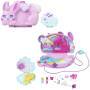 Mattel Polly Pocket 2-in-1-Bunny Fun Schatulle, tragbares Taschen-Spielset mit 2 Puppen und 12 Zubeh