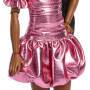 Mattel Barbie Deluxe Style-Modepuppe #6 in korallfarbenem Metallic-Kleid mit ballonförmigem Saum und