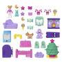 Mattel Adventskalender-Spielset mit Polly Pocket-Puppe, DIY-Lebkuchenhaus mit Puppenhausmöbeln und 2