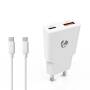 Nedis Netzladegerät / 30 W / GaN / PD3.0 30W / Schnellladefunktion / 1.5 / 2.0 / 2.5 / 3.0 A / Anzahl der Ausgänge: 2 / USB-A / USB-C™ / USB-C™ (Lose) Kabel / 1.50 m / Automatische Spannungswahl / Weiss