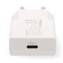 Nedis Netzladegerät / 20 W / GaN / PD3.0 / Schnellladefunktion / 1.67 A / 2.22 A / 3.0 A / Anzahl der Ausgänge: 1 / USB-C™ / Lightning 8-Pin (Lose) Kabel / 1.00 m / Automatische Spannungswahl / Weiss