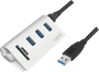 Logilink USB 3.0 HUB 3-Port, mit Kartenleser, ALU, silber (CR0045)